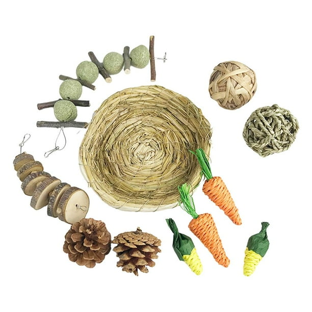 Rabbit Chew Toys, Hamster Toys Natural Wood Chewing Toys for Bunny