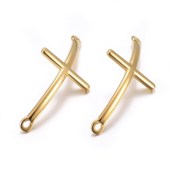 304 Stainless Steel Links connectors Sideways Cross Golden 47~49x22x2.5mm Hole: 2.5mm