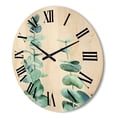 thumbnail image 3 of Designart 'Green Eucalyptus Branch' Tropical Wood Wall Clock, 3 of 5
