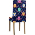 thumbnail image 4 of ZHANZZK Cute Flat Owls Sitting on a Brunch with Berries Stretch Chair Cover Protector Seat Slipcover for Dining Room Hotel Wedding Party Set of 4, 4 of 6