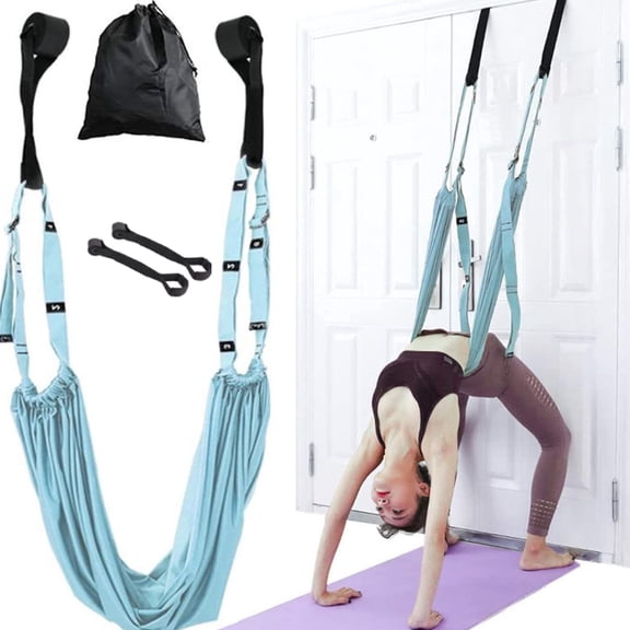 Yoga Stretching Strap, Aerial Yoga Strap, Adjustable Fitness Strap Band for Waist Trainer Leg Stretching, Anti-gravity Inversion Exercise Door Flexibility Tensile Trainer for Pilates Dance(Blue)