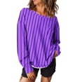 thumbnail image 7 of qolati Womens Oversized Sweatshirts Lightweight Striped Color Block Crewneck Long Sleeve Shirts 2024 Fall Pullover Tops with Pocket, 7 of 7