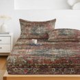 thumbnail image 6 of Cal.King Size Fitted Sheet Set - Boho Vintage 3 Piece Bedding Sets 16" Deep Pocket Fitted Sheet with 2 Pillowcases, Retro Flowers Modern Geometric Abstract Art Brushed Microfiber Hotel Bed Sheets, 6 of 9