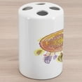 thumbnail image 1 of Eastern Ceramic Toothbrush Holder, Watercolor Abstract Mandala Design Bohemian Dreamcatcher Print, Decorative Versatile Countertop for Bathroom, 4.5" X 2.7", Multicolor, 1 of 4