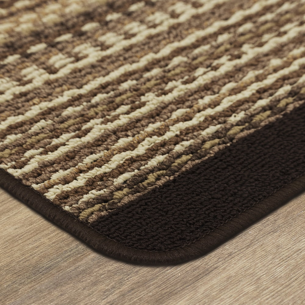 (2 pack) Mainstays Woven Apollo Striped Indoor Polypropylene Tan and Chocolate Runner Rug, 1'7.5" x 6'