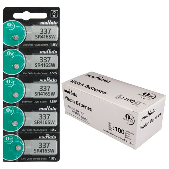 Murata 337 (SR416SW) 1.55V Silver Oxide Watch Battery (1000 Wholesale Pack)