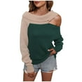 thumbnail image 2 of IROINNID Reduced Womens Sweater Knit One-Shoulder Pullover Sweater Color Block Leisure Mid-Length Long Sleeve Wear Autumn and Winter Strapless Splicing Knitting Sweater, 2 of 5