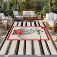 thumbnail image 2 of Valentine's Day Outdoor Rug for Patio/Deck/Porch, Non-Slip Large Area Rug 3 x 5 Ft, Love Gnomes Rustic Black Stripes Beige Indoor Outdoor Rugs Washable Area Rugs, Reversible Camping Rug Carpet Runner, 2 of 8