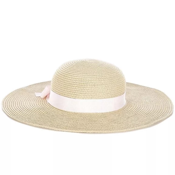 Starting Out Baby Girls Large Brim Bow Sun Hat Pink Ribbon