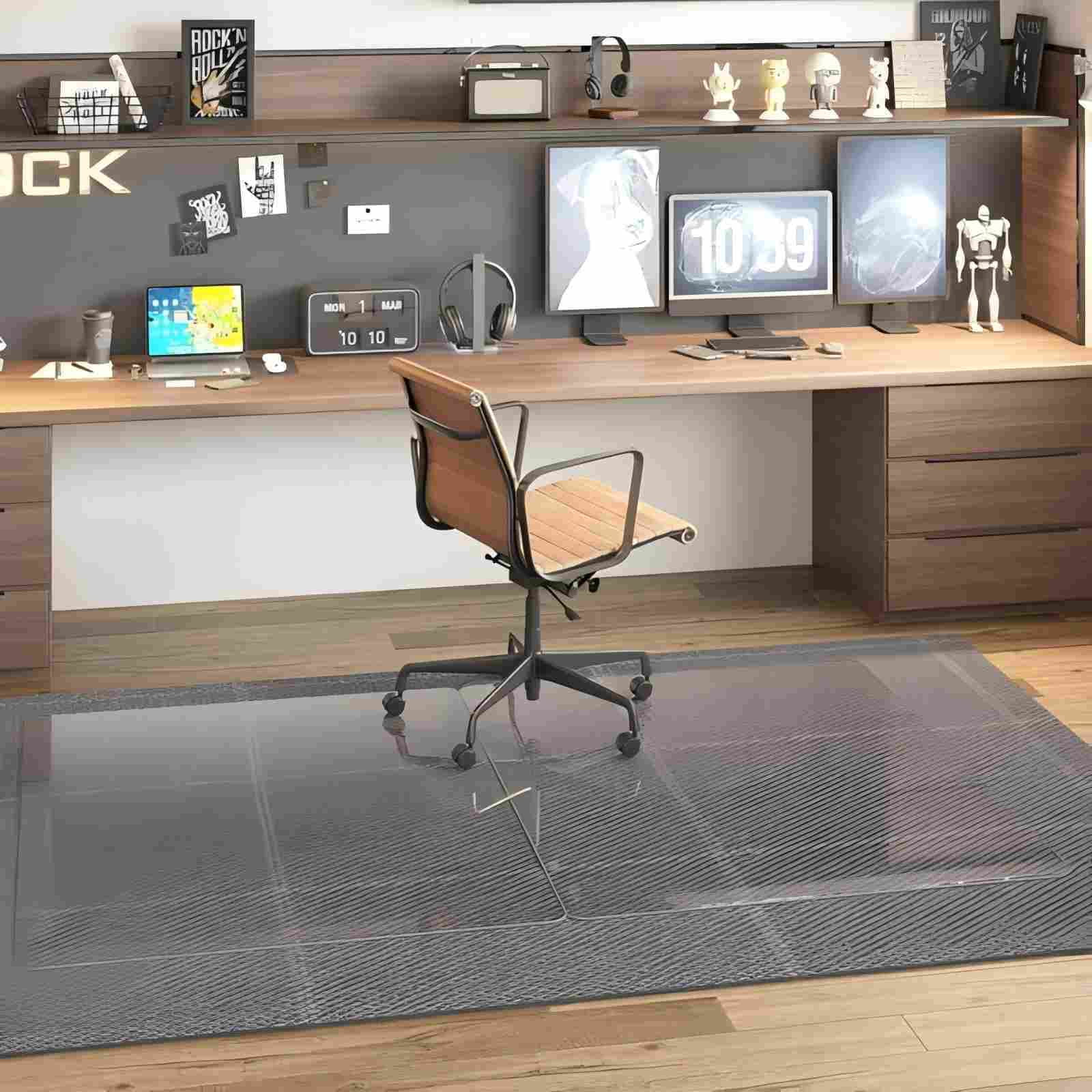 Lumora 36.9" x 46" Heavy Duty Hard Tempered Glass Mat Glass Chair Mat,Clear