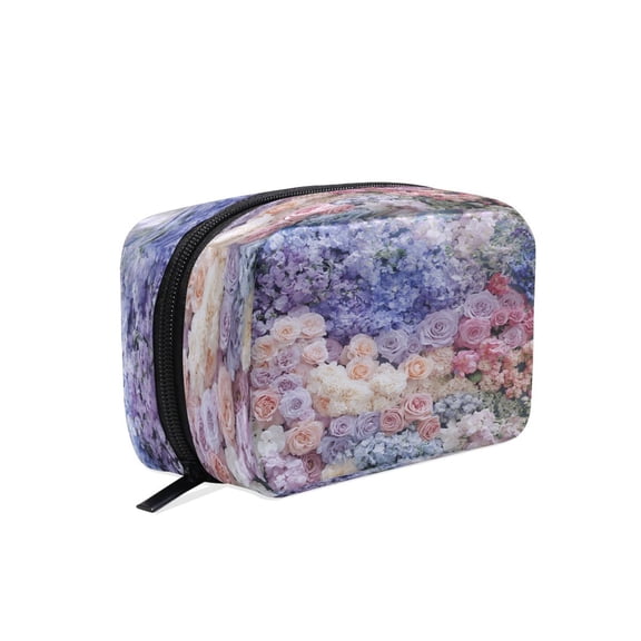 BZSMCE Makeup and Cosmetic Bag Women Simple Colorful Floral Arrangement Painting Pattern Square Cosmetic Bag