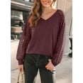 thumbnail image 3 of SOMER Womens Tops Long Sleeve Shirts Lace V-Neck Blouse Casual Dressy Trendy 2025 Fall Fashion, 3 of 6