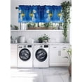 thumbnail image 5 of Blue Cartoon Snowman Valances for Windows, Snowman Hold Lights Snowfall Dark Blue Light Filtering Window Treatment Valances, Rod Pocket Small Curtains for Kitchen/Bathroom, 42"x18", 5 of 9