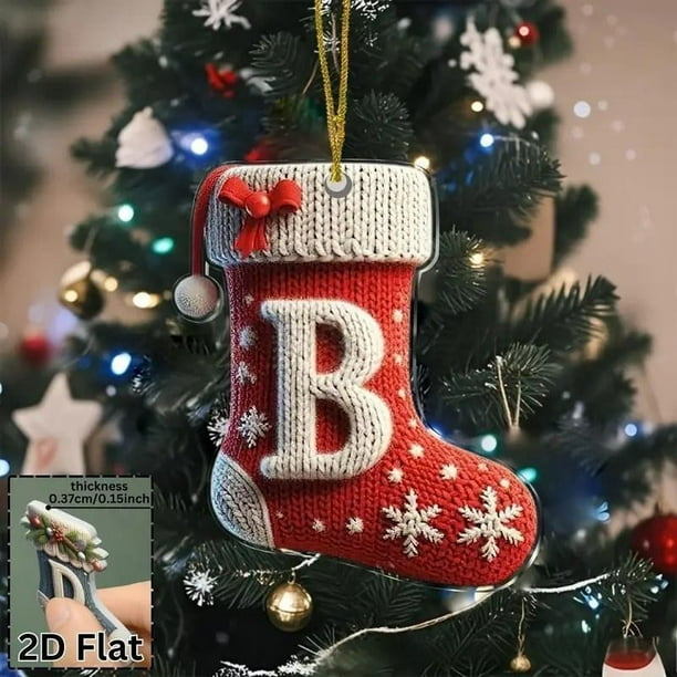 Hogar y jardín, Decoración navideña, Adornos navideños acrílicos de 26 letras para colgar en el árbol de Navidad, regalo festivo, Decoraciones para festivales