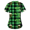 thumbnail image 4 of Womens Irish Shamrock Scrub Tops Short Sleeve V Neck Printed Workwear Shirt Casual Holiday Nursing Uniform with Pockets 2026 Light Green XL, 4 of 5