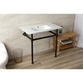 thumbnail image 3 of Kingston Brass KVBH37227ORB Templeton 37" Ceramic Console Sink with Brass Legs (1-Hole), White/Oil Rubbed Bronze, 3 of 8