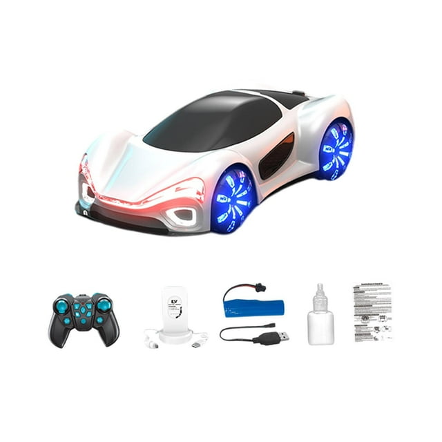 Coche acrobático RC CUTICAT con efectos de doble pulverización LED modelo de vehículo de carreras deportivo blanca