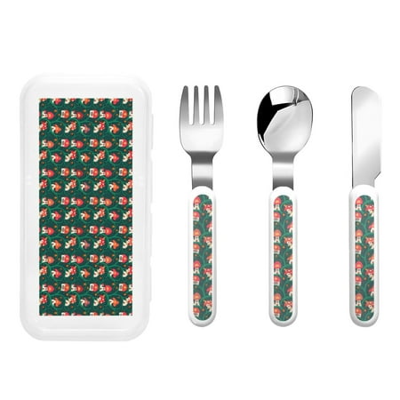 

Salouo Mushroom House Pattern 3 Pieces Toddler Utensils Kids Silverware Set Stainless Steel Utensils for Kids Children Safe Spoons Forks & Knife Dishwasher Safe