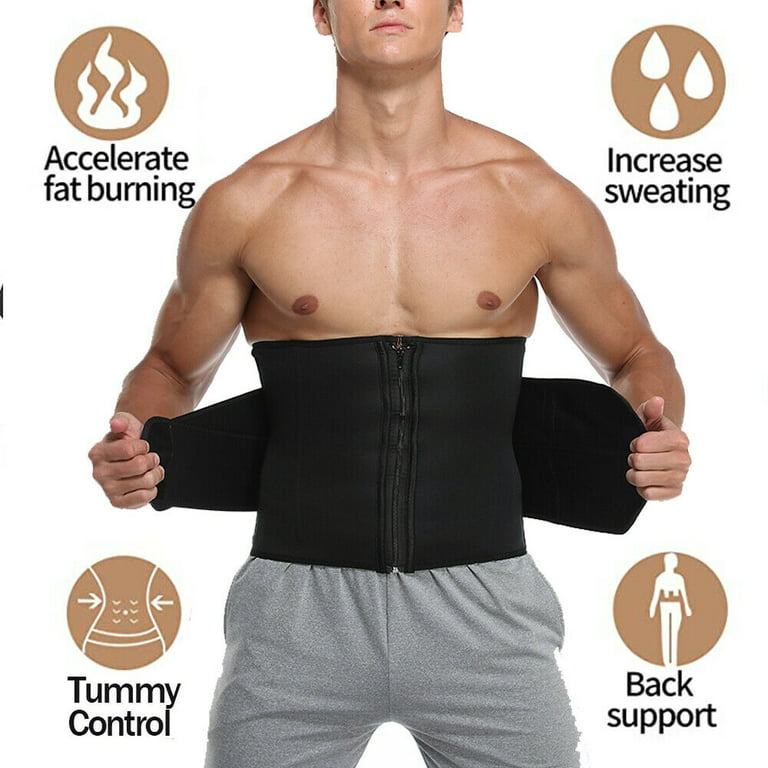 Men Sweat Sauna Waist Trimmer Sport Workout Fitness AB Belt with Adjustable  Double Straps Waist Trainer Neoprene Body Shaper Girdle