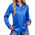 thumbnail image 1 of Blusa Moda Casual Holgada Elegante Manga Larga Para Mujer,Azul,L, 1 of 4