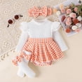 thumbnail image 2 of ibiyuan Newborn Boy Clothes Girl Outfits Infant Fall 2 Piece Outfit, Ribbed Long Sleeve Bodysuit Houndstooth Hem Jumpsuit Skirt School Kids Clothes, 2 of 4