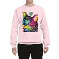 thumbnail image 2 of Wild Bobby, Dean Russo Cat Wearing a Crown Thinking Cat Crowned Cat Lover Unisex Crewneck Graphic Sweatshirt, Light Pink, Medium, 2 of 5
