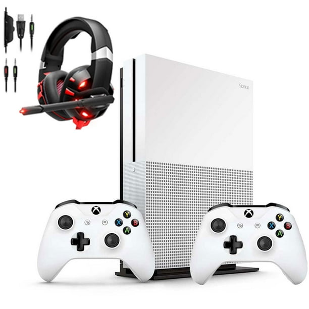 Microsoft 23400051 Xbox One S White 1TB Gaming Console with 2 Controller Included BOLT AXTION