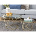 thumbnail image 2 of Pemberly Row Nesting Glass Top Round Coffee Table Set in Gold, 2 of 8