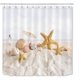 thumbnail image 3 of Cortinas de ducha de playa tropical 150x180cm estrellas de mar y caracolas en cortinas de baño de arena blanca con ganchos, poliéster impermeable anti molde decoración de baño Feliz Sencillez, 3 of 5