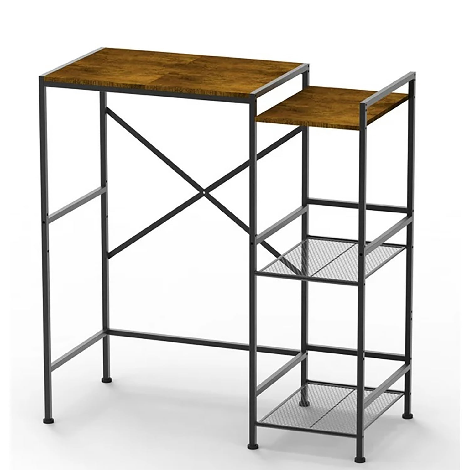 BEJOLO 3-in-1 Bakers Rack with Mini Fridge Shelf, Microwave Stand & Coffee Bar Station, Freestanding Kitchen Storage Organizer, Rustic Brown and Black