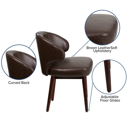 Flash Furniture - Comfort Back  Contemporary Leather/Faux Leather Side Chair - Upholstered - Brown LeatherSoft