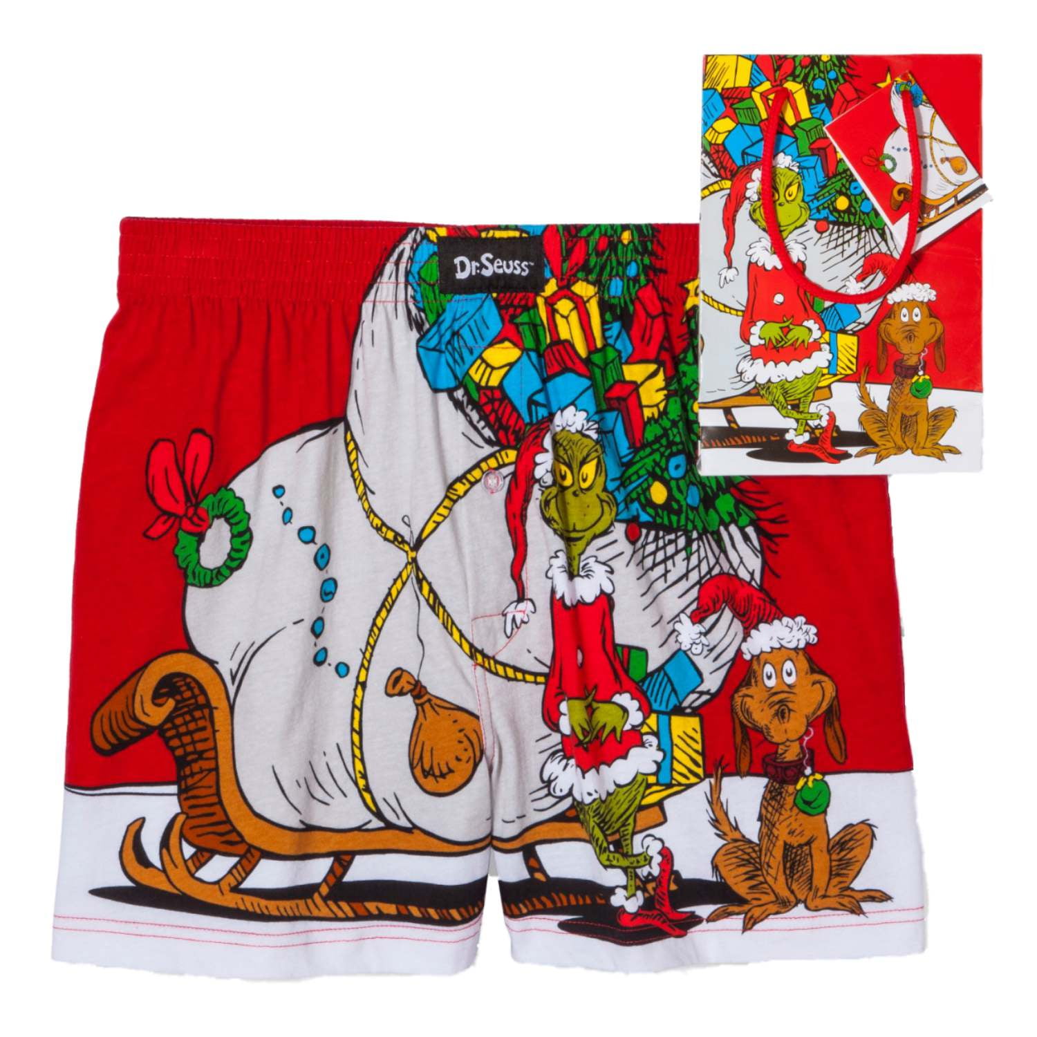 Dr. Seuss Dr. Seuss Mens Red Grinch & Max Christmas Sleigh Holiday