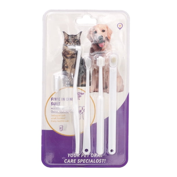 Cepillo de dientes para mascotas, kit de limpieza bucal para perros y gatos, herramienta para eliminar manchas y productos para el cuidado dental de mascotas.
