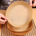 thumbnail image 2 of 100 Pcs Papier Parchemin Rond pour Cuisson Antiadhésif pour Cuisson Ciré Résistant à l'Huile pour Grillade Brun, 2 of 8