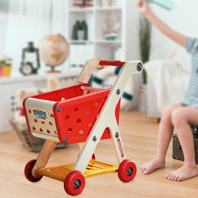 Mini carrito de compras de juguete CUTICAT Carrito de Mano de supermercado Rojo