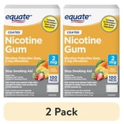 (2 pack) Equate Coated Nicotine Gum 2 mg, Fruit Flavor, Stop Smoking Aid, 100 Count