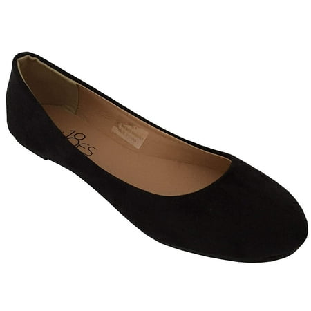

Womens Ballerina Ballet Flat Shoes Solids & Leopards 9 Black Micro Suede 8600