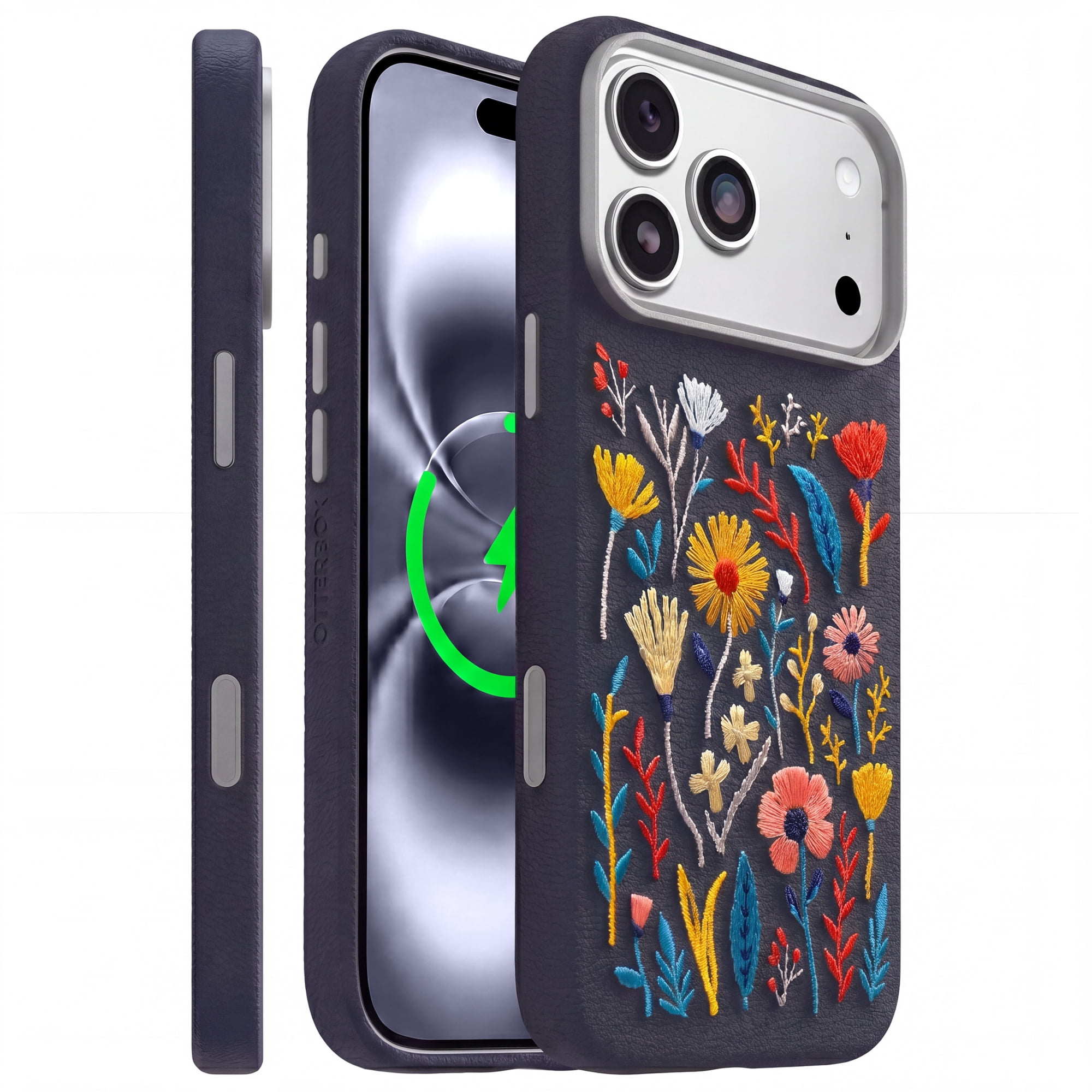 OtterBox iPhone 17 Pro Max Case with Cactus Leather, MagSafe, 3X Drop Protection (Enchanted Garden)