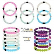 FROGSAC 6 pcs vsco bracelets for teen girls, uv solar reactive silicone visco bracelet pack, cute bracelets for kids change color in the sun, vsco girl stuff, birthday party favors gifts (solar - fortune)