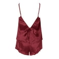 thumbnail image 7 of Sngxgn Women Nightwear Short Sleeve Shirt and Shorts Pajama Set V Neck Sleepwear(,M), 7 of 7