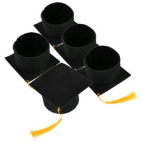 GOOHOCHY 5 Pcs Felt Cloth Graduation Hat Decoration Party Supply Hats Black