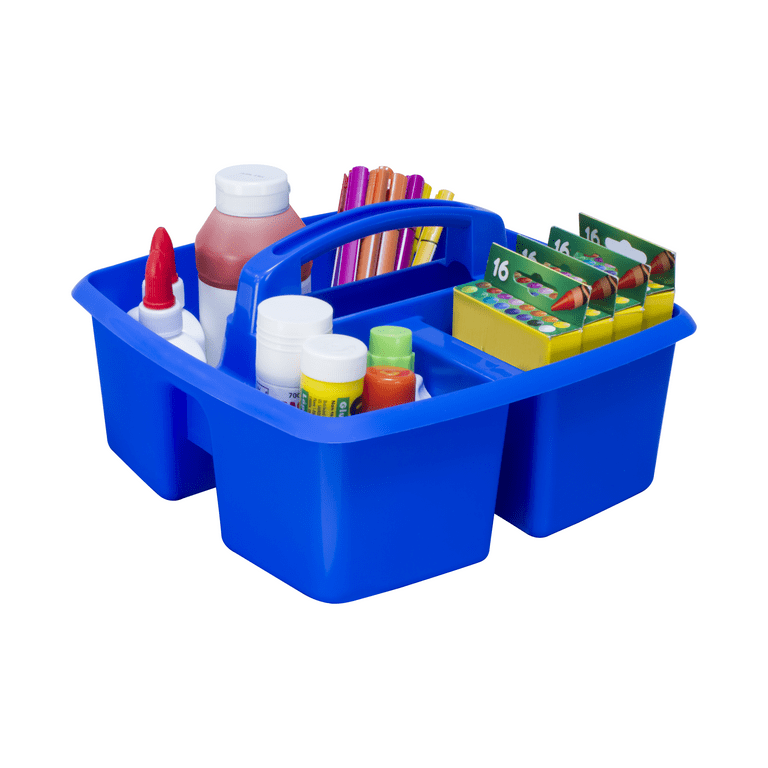 Enjoy Organizer - Small Stackable Plastic Caddy with Handle 6 Compartment |  Desk, Makeup, Dorm Caddy, Classroom Art Organizers - 4 Pack, Made In USA