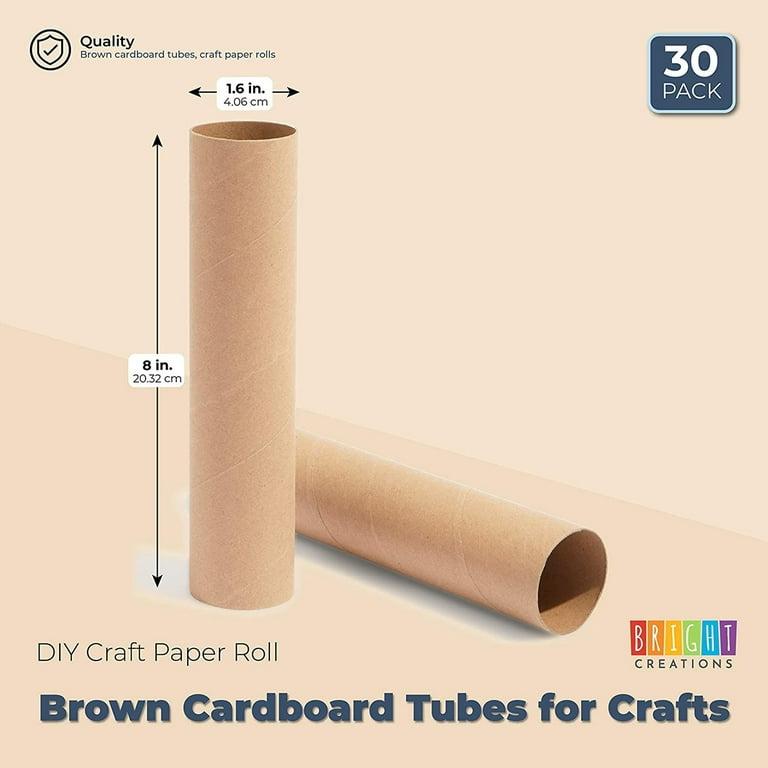 30 Pack 8 Inch Cardboard Tubes, 1.6x8“ Empty Toilet Paper Rolls For Crafts  and Art Projects, DIY Brown Crafting Paper Roll for Classrooms, Dioramas