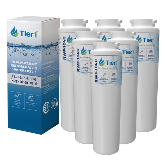 Tier1 RWF1040 UKF8001 Refrigerator Water Filter | Replacement for EDR4RXD1, 4396395, rwf0900a, fl-rf07 Fridge Filter - Up to 36 Months Supply | Easy Install | Odor Control | Tasting Water (6-pk)