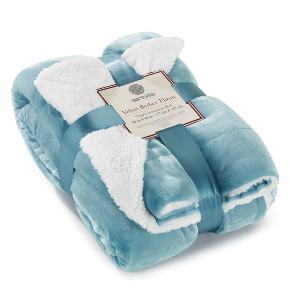 Manta Genteele Sherpa Super Soft 130 x 150 cm azul/blanco