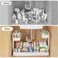 thumbnail image 3 of Expandable Under Sink Organizer with 3 Ball-Bearing Slide Rails, 2-Tier Pull-Out Storage Shelf for Kitchen & Bathroom, Height-Adjustable Slide-Out Cabinet Drawer (White, 1-Pack), 3 of 7