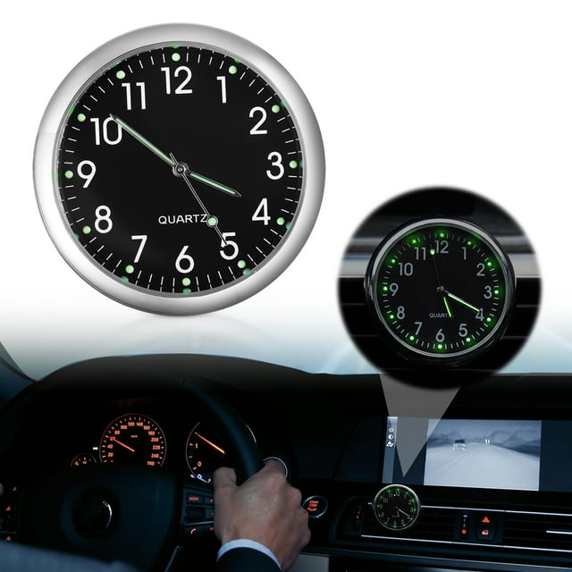 serony Dashboard Clock For Car Motorcycle And Watch With Easy-to-Read Display Silent Metal Car Clock Black Luminous