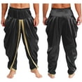 thumbnail image 5 of Nyeemya Men's Arabian Prince Harem Pants Satin Yoga Beach High Waist Baggy Trousers for Belly Dance Black XL, 5 of 6