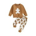 thumbnail image 2 of Elippeo Toddler Boys Christmas Outfits 6M 12M 18M 24M 3Y Gingerbread Man Print Long Sleeve Sweatshirts and Long Pants 2Pcs Fall Clothes Set, 2 of 10