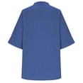 thumbnail image 3 of Linen Shirts for Women T-Shirts for Women Tee Shirts Womens Loose Fitting Tops Boho Tops Plus Size Tops Plus Size Summer Outfits Cotton Linen Tops Trendy Tee Shirts Gauze Blouses Blue L, 3 of 8